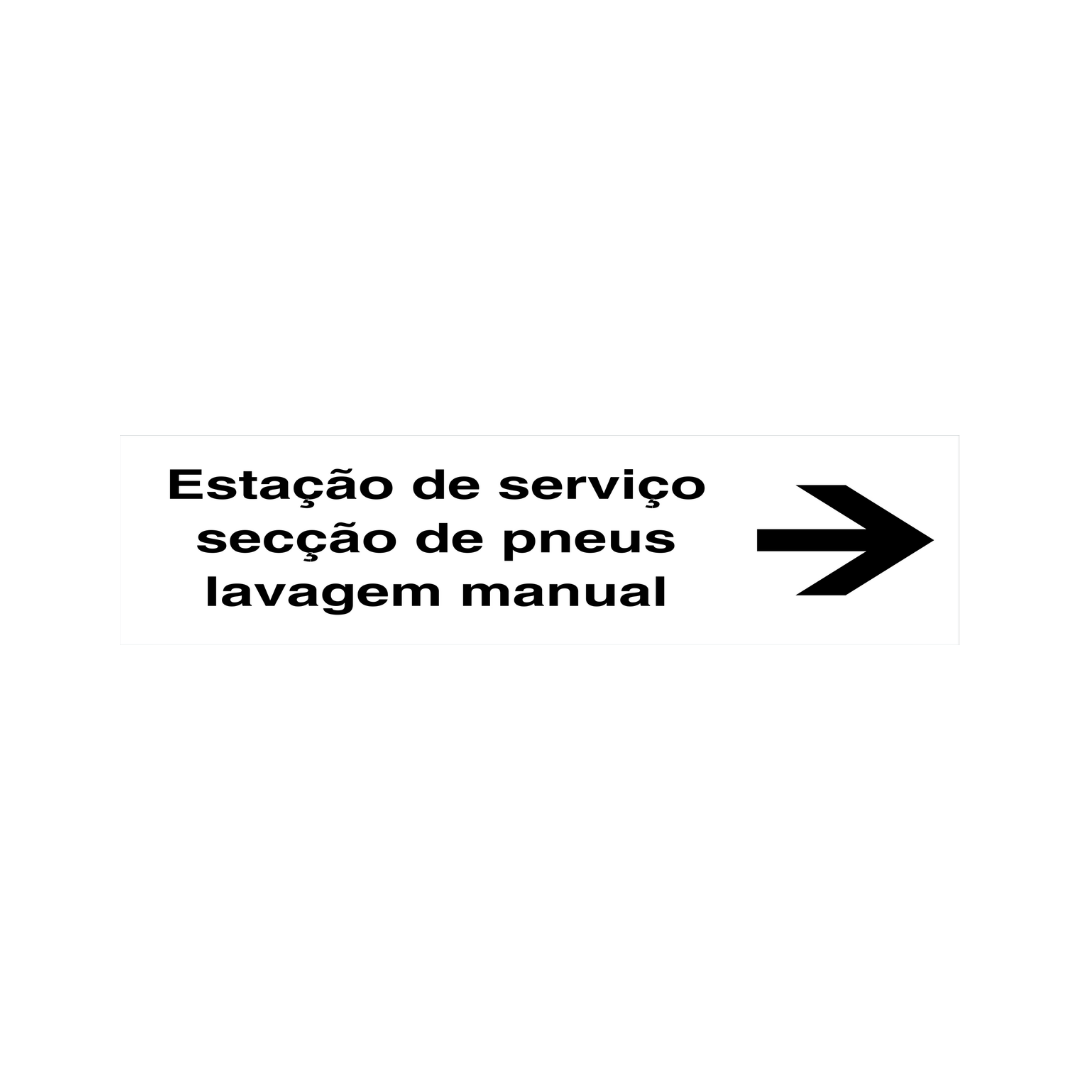 Sinalética Informação Painéis: Estação de serviço secção de pneus lavagem manual (Direita) – IN2032