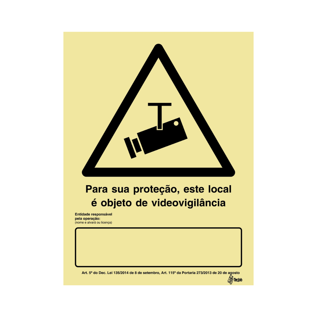 Sinalética Informação Vídeo-Vigilância: Para sua proteção, este local é objeto de videovigilância - IN1991