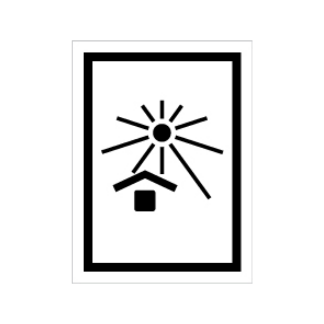 Sinalética Informação Embalagens: Manter Afastado da Luz Solar - EM0048