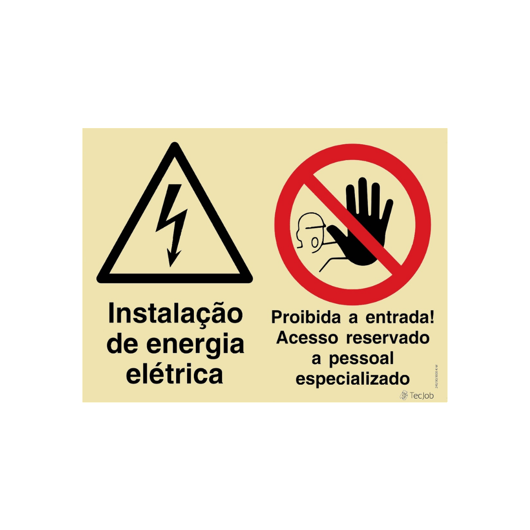 Sinalética Instalação de Energia Elétrica/ Proibida a Entrada! Acesso Reservado a Pessoal Especializado – OB0351