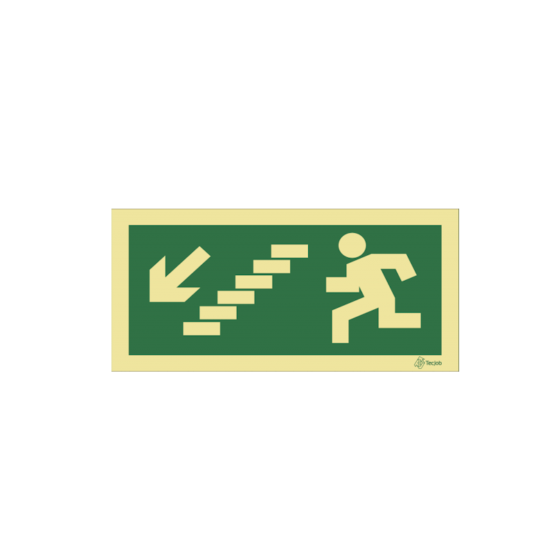 Sinalética Saída Descer Escadas à Esquerda - E0008