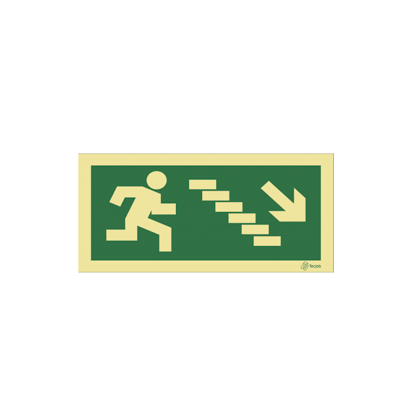 Sinalética Saída Descer Escadas à Direita - E0009