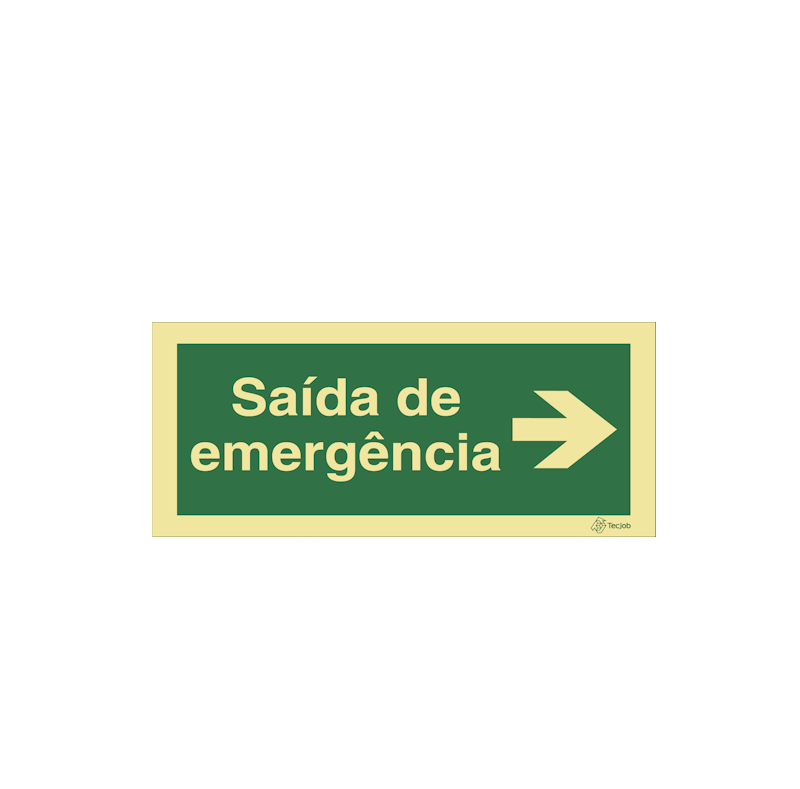 Sinalética Saída de Emergência em Texto - Seta para Direita - E0028