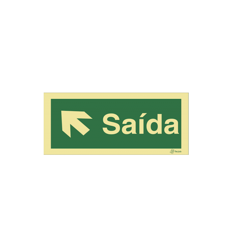 Sinalética Saída em Texto - Seta Diagonal Esquerda para Cima - E0031