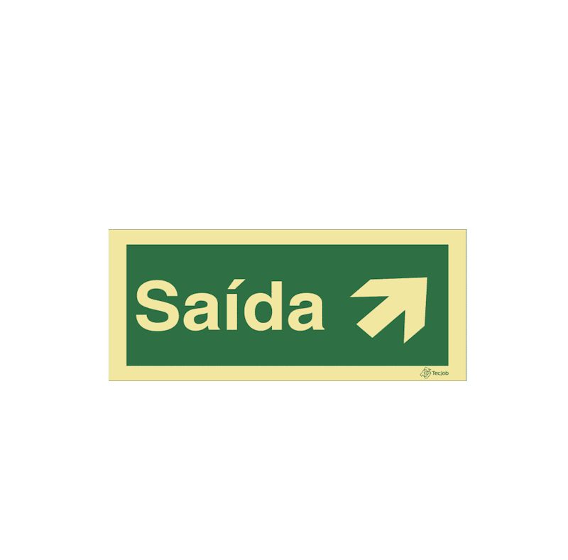 Sinalética Saída em Texto - Seta Diagonal Direita para Cima  - E0035