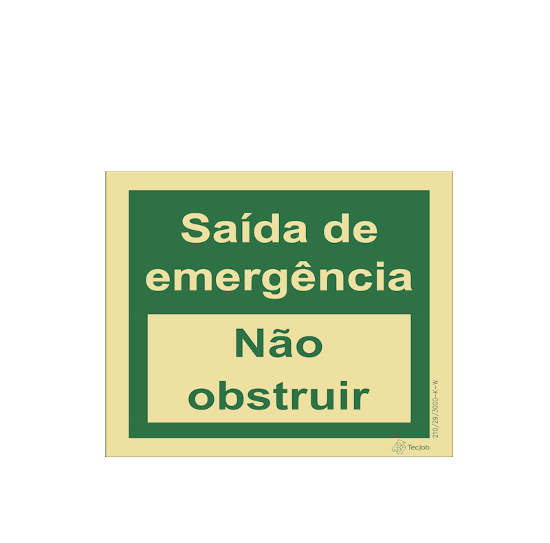 Sinalética Saída de Emergência/ Não obstruir em Texto - E0063