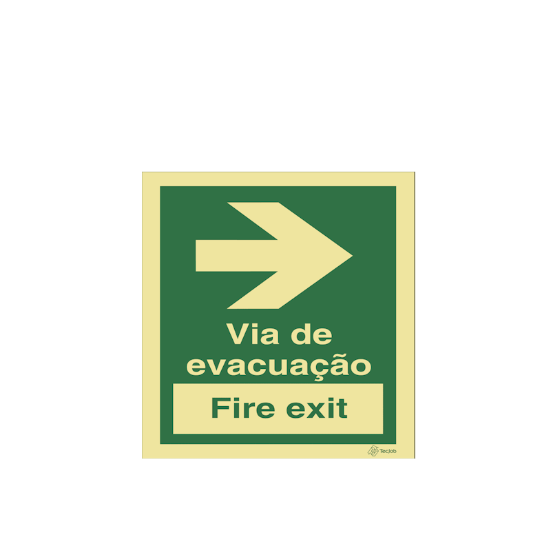 Sinalética Via de Evacuação/ Fire Exit - Seta para a Direita - E0073
