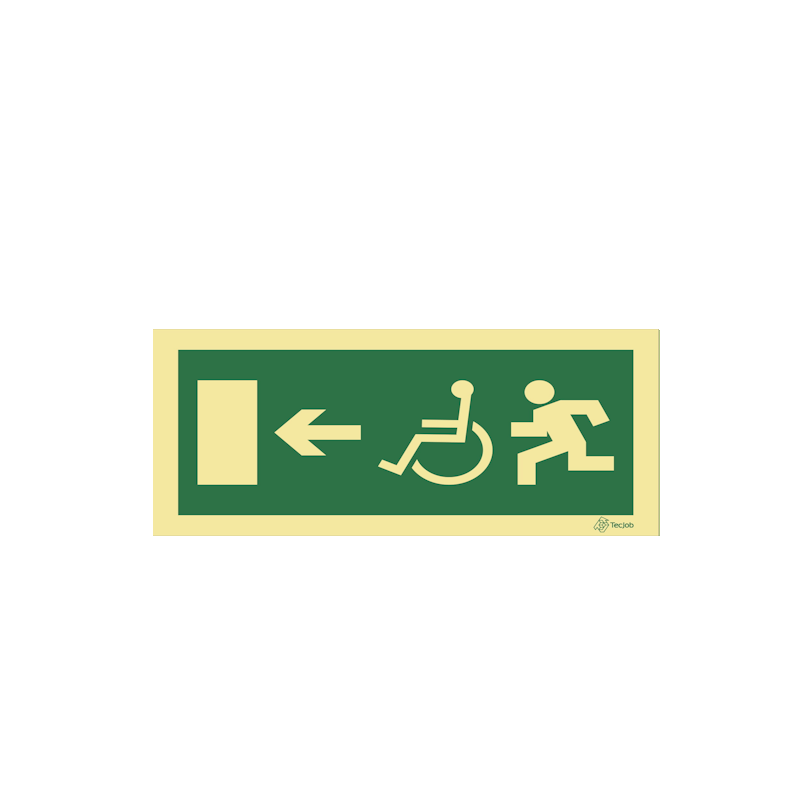 Sinalética Saída para Pessoas com Deficiência ou Mobilidade Condicionada - Seta para a Esquerda - E0100