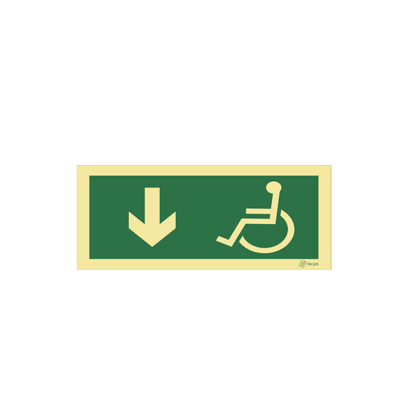 Sinalética Caminho de Evacuação para Pessoas com Deficiência ou Mobilidade Condicionada - Seta para Baixo - E0106