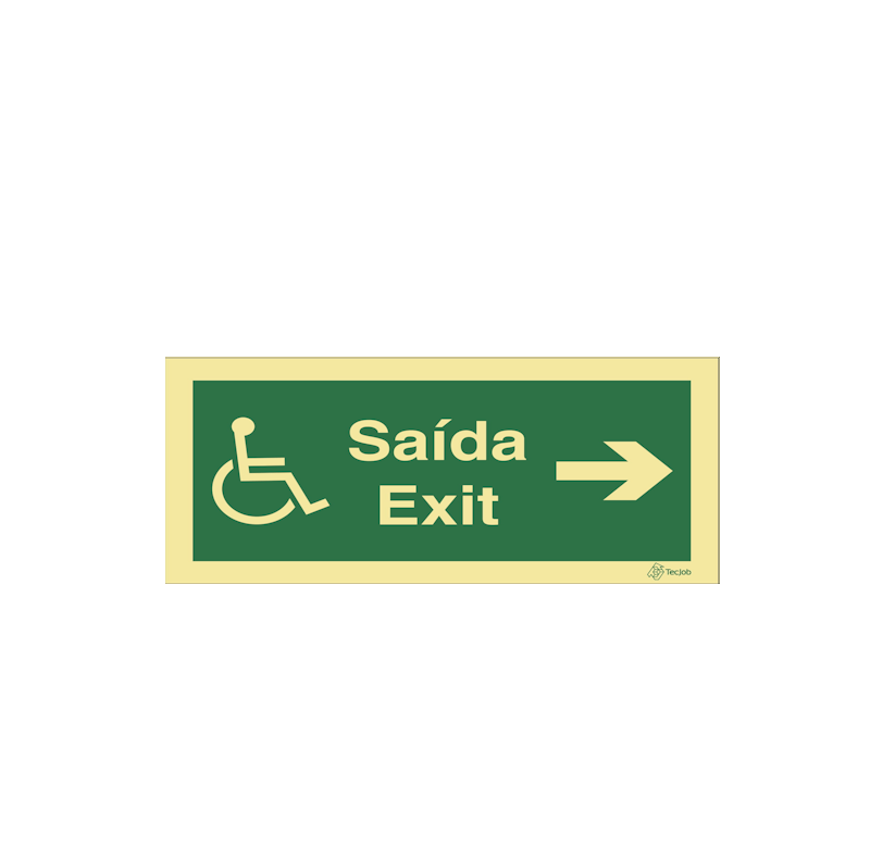 Sinalética Saída/ Exit para Pessoas com Deficiência ou Mobilidade Condicionada - Seta para a Direita - E0113