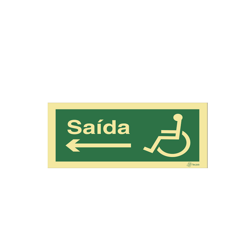 Sinalética Saída para Pessoas com Deficiência ou Mobilidade Condicionada - Seta para a Esquerda - E0114