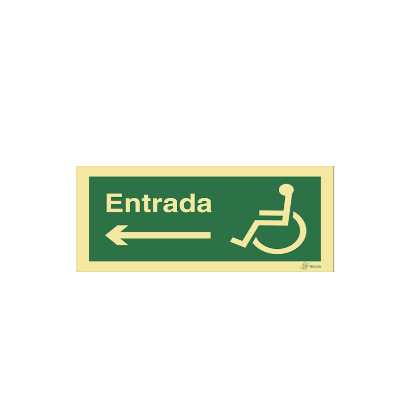 Sinalética Entrada para Pessoas com Deficiência ou Mobilidade Condicionada - Seta para a Esquerda - E0116