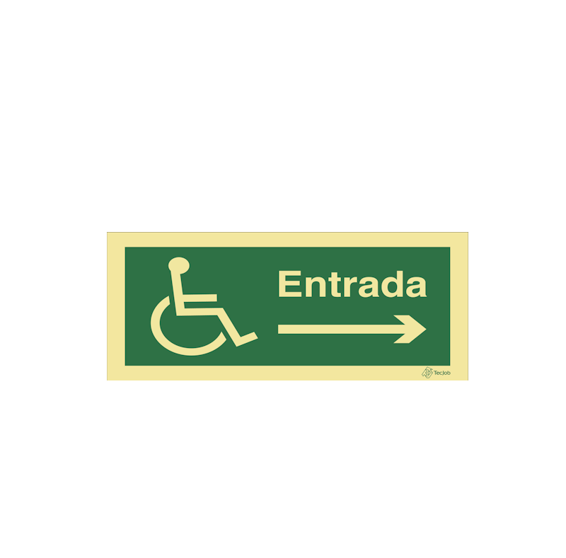 Sinalética Entrada para Pessoas com Deficiência ou Mobilidade Condicionada - Seta para a Direita - E0117