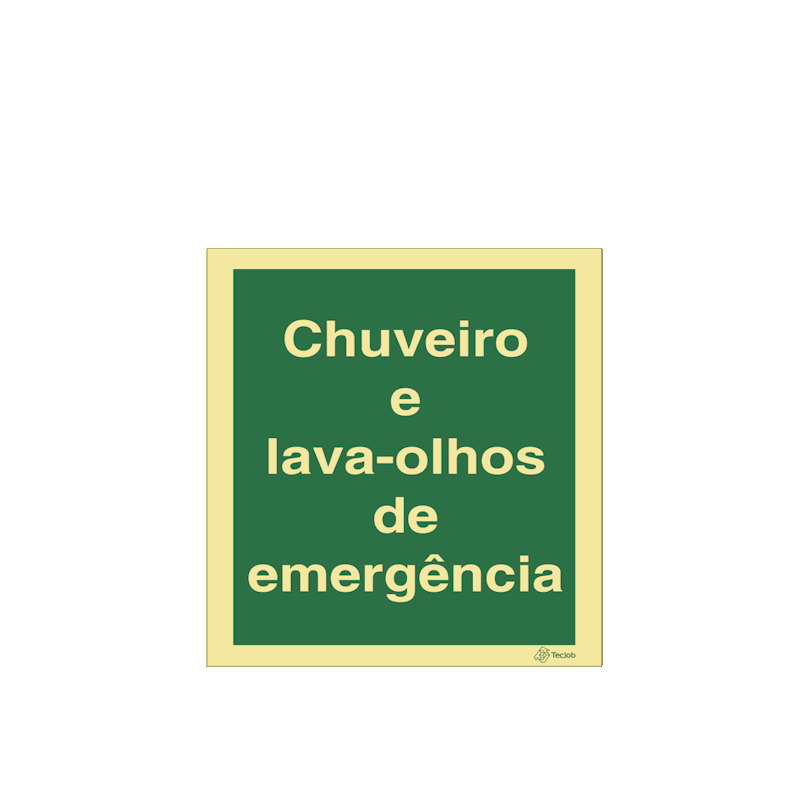 Sinalética Chuveiro e Lava-Olhos de Emergência em Texto - E0280