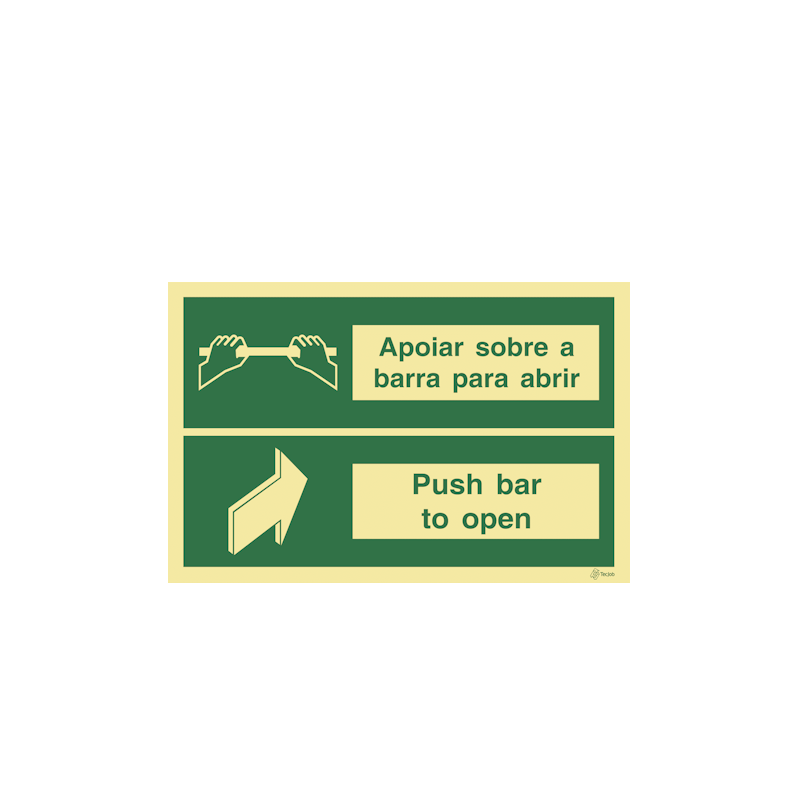 Sinalética Apoiar Sobre a Barra para Abrir/ Push Bar to Open - E0373