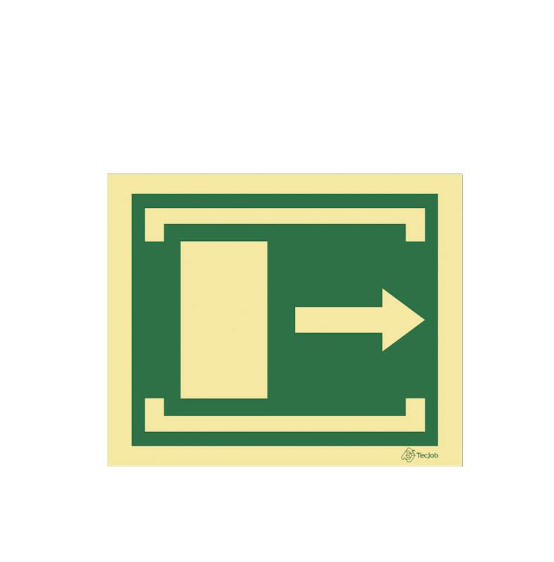 Sinalética Porta de Emergência. Deslize para Abrir - Seta para a Direita - E0400