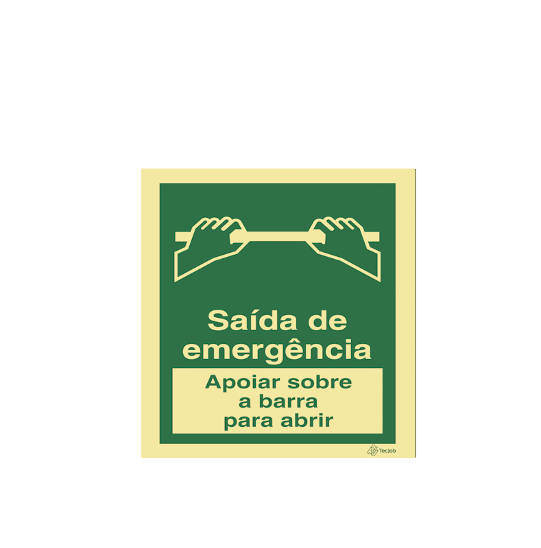 Sinalética Saída de Emergência. Apoiar Sobre a barra para Abrir - E0429