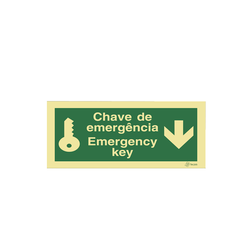 Sinalética Chave de Emergência/ Emergency Key - Seta para Baixo - E0512
