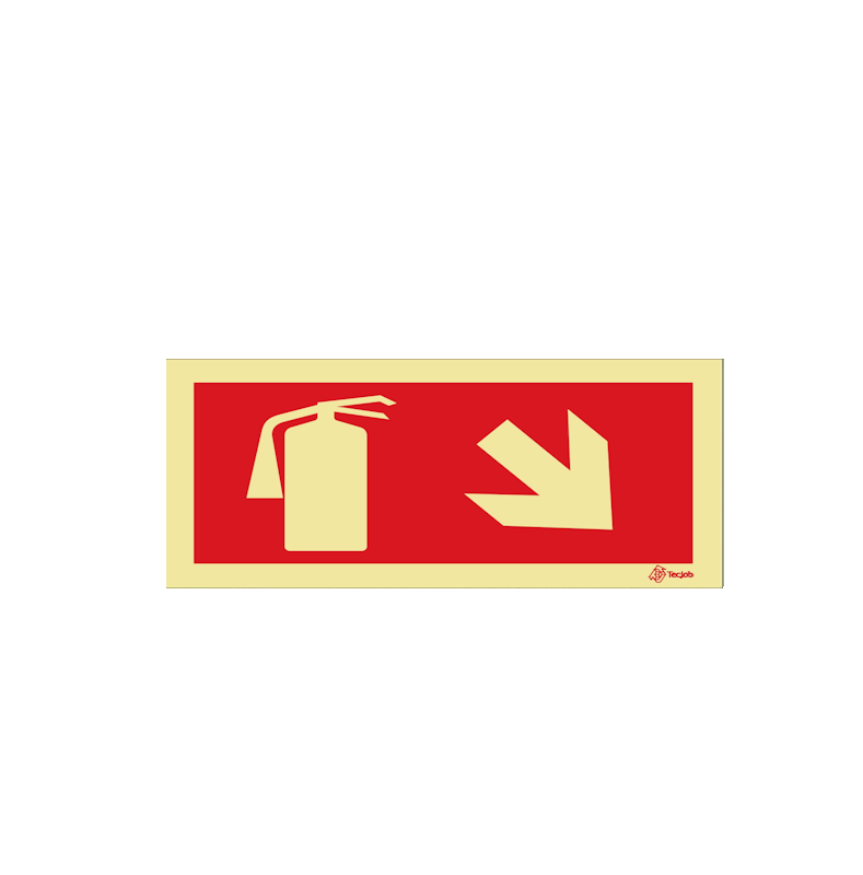 Sinalética Extintor - Seta Diagonal Direita para Baixo - I0442