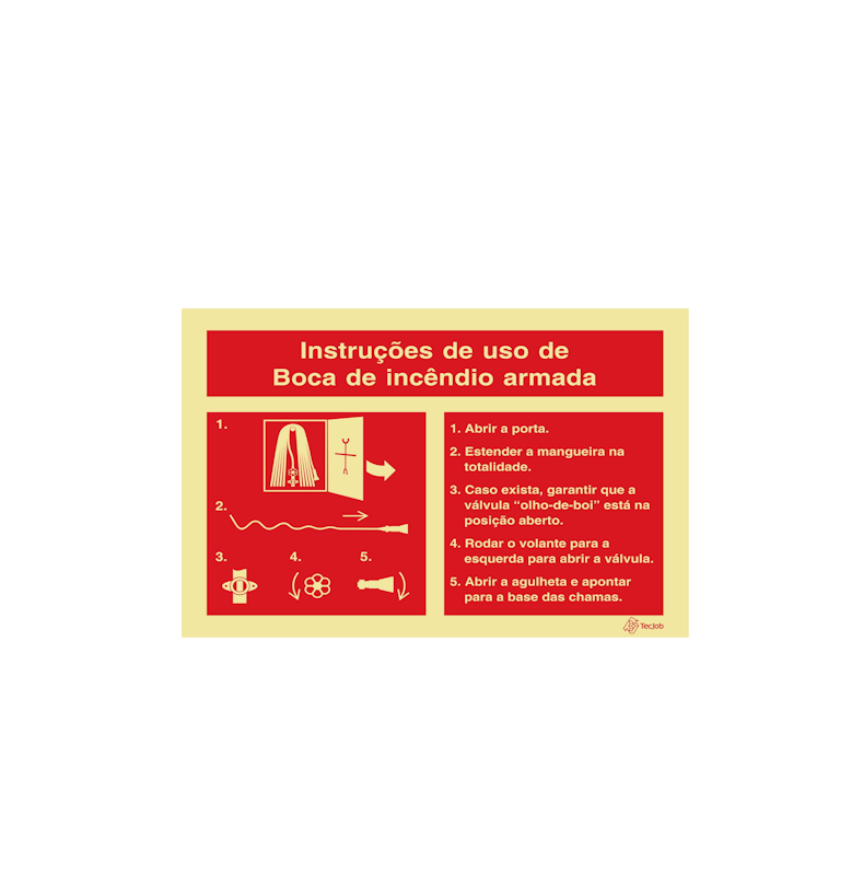 Sinalética Instruções de Uso de Boca de Incêndio Armada - I0102