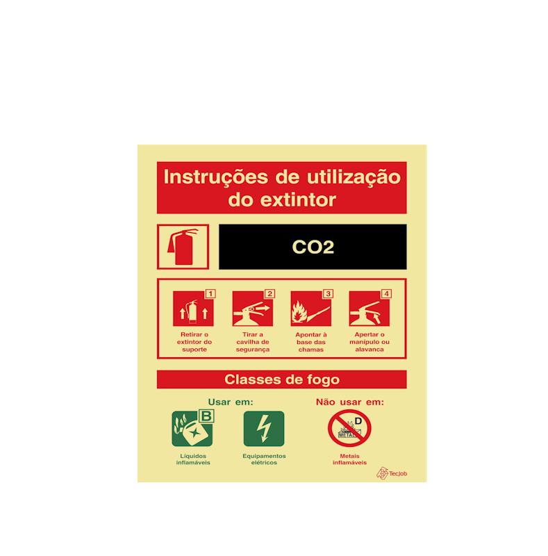 Sinalética Instruções de Utilização de Extintor CO2 - I0120