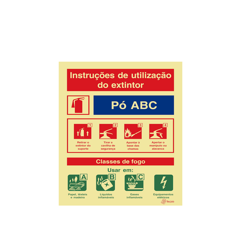 Sinalética Instruções de Utilização Extintor Pó ABC - I 0123