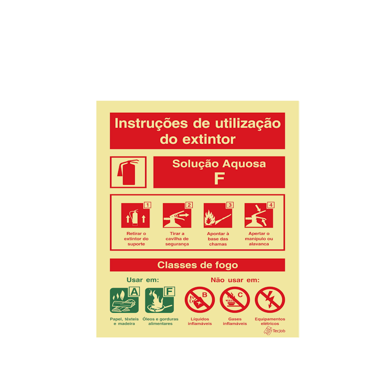 Sinalética Instruções de Utilização Extintor Solução Aquosa F - I0126