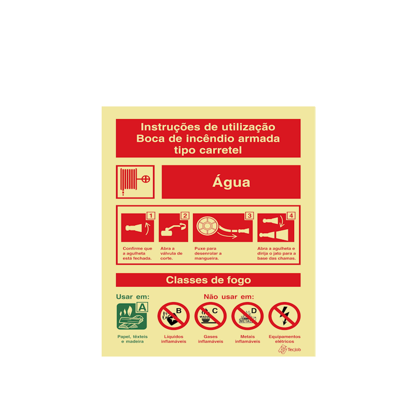 Sinalética Instruções de Utilização Boca de Incêndio Armada Tipo Carretel Água - I0128