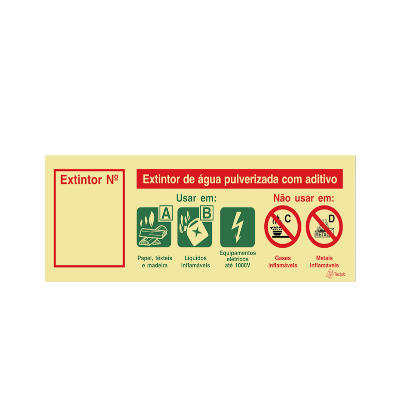 Sinalética Extintor de Água Pulverizada com Aditivo (com Espaço para Número) - I0148