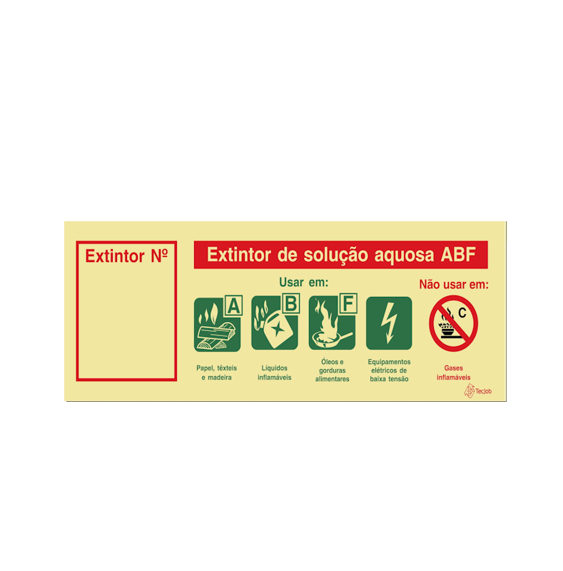 Sinalética Extintor de Solução Aquosa ABF (com Espaço para Número) - I0149