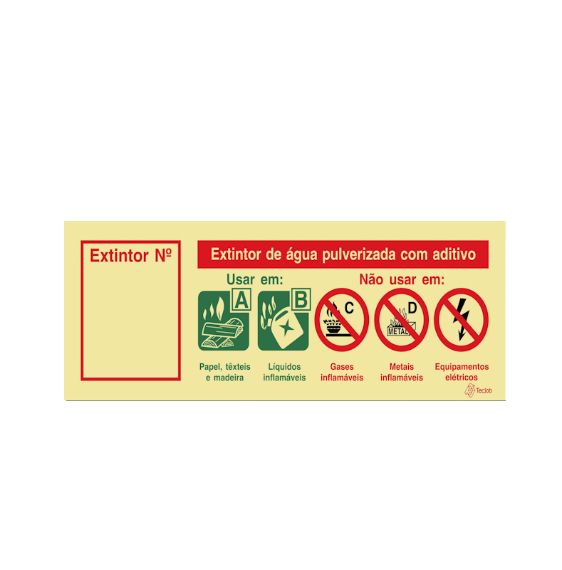 Sinalética Extintor de Água Pulverizada com Aditivo (com Espaço para Número) - I0161