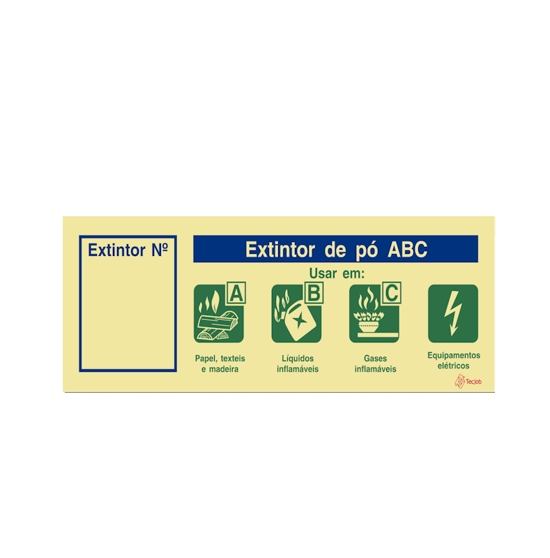Sinalética Extintor de Pó ABC (com Espaço para Número) - I0162