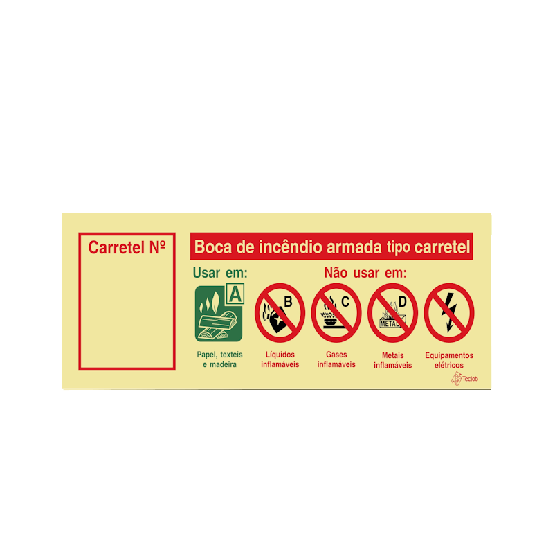 Sinalética Boca de Incêndio Armada Tipo Carretel (com Espaço para Número) - I0167