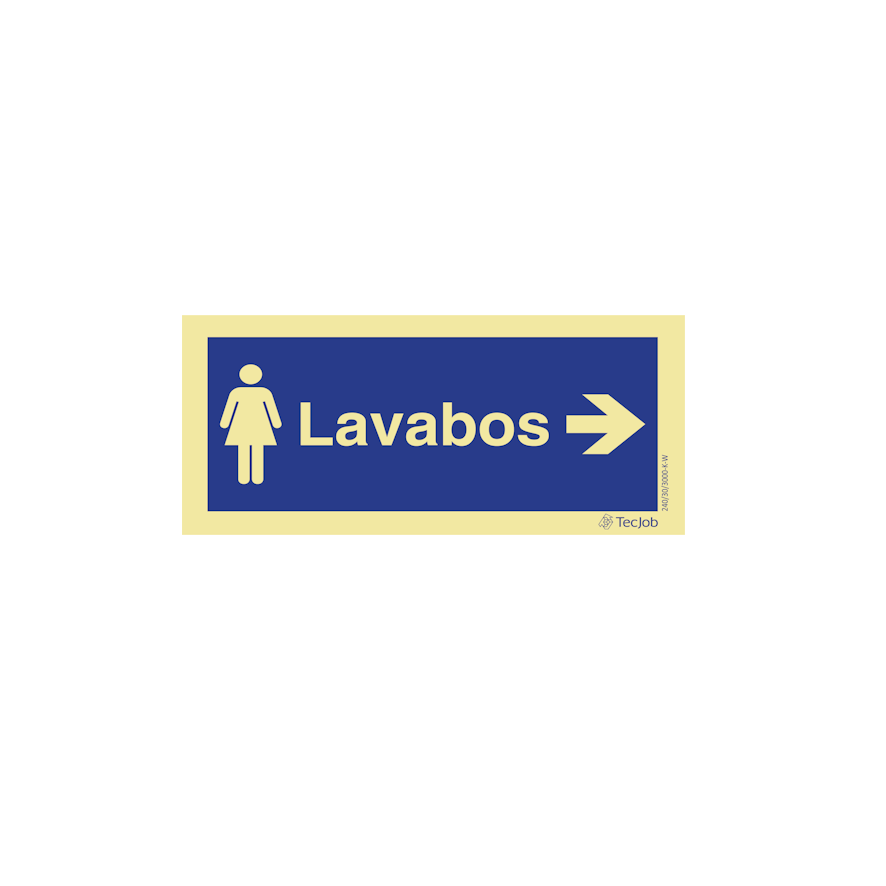 Sinalética Lavabos Feminino com Direção à Direita - IN0309
