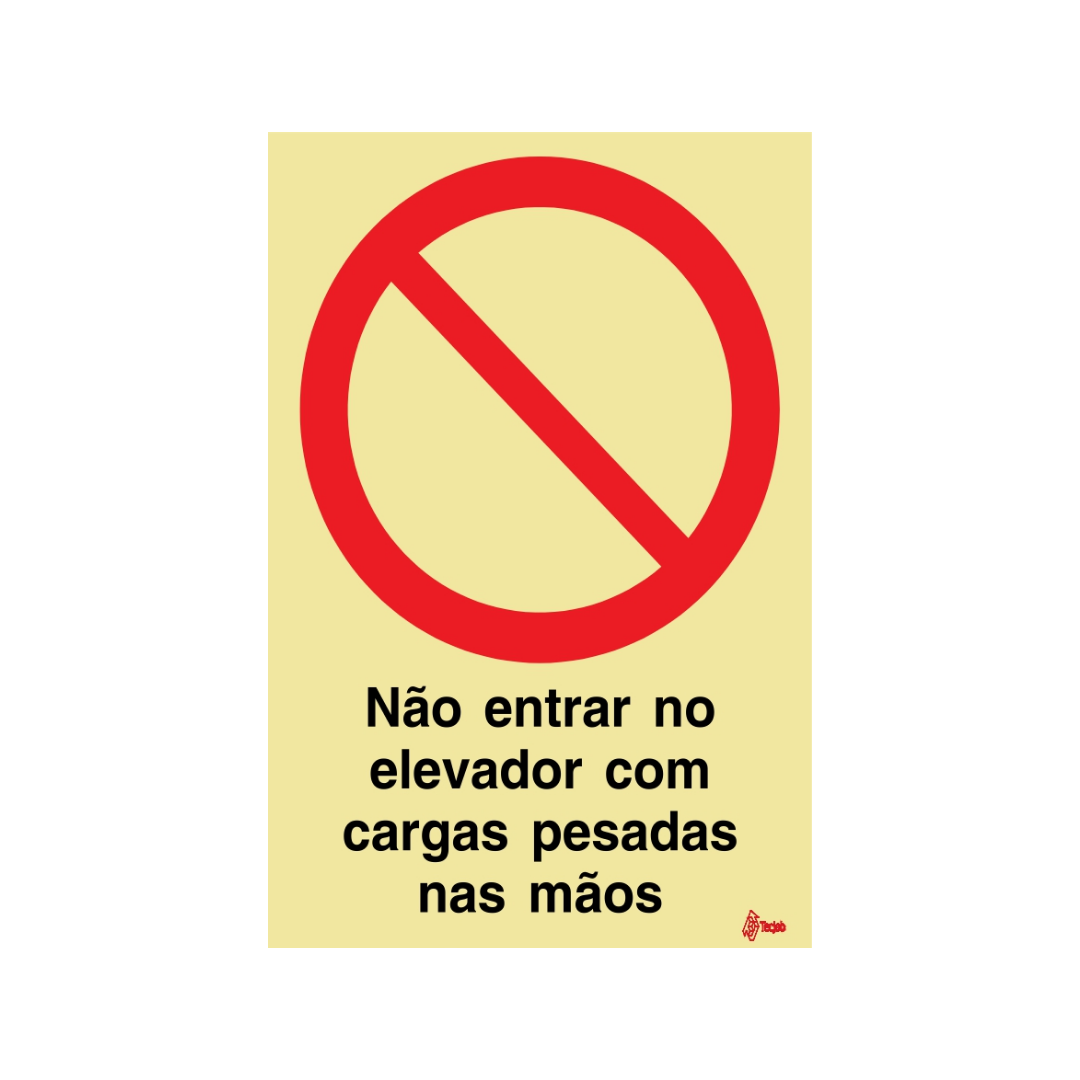 Sinalética Não Entrar no Elevador com Cargas Pesadas nas Mãos – PR0132