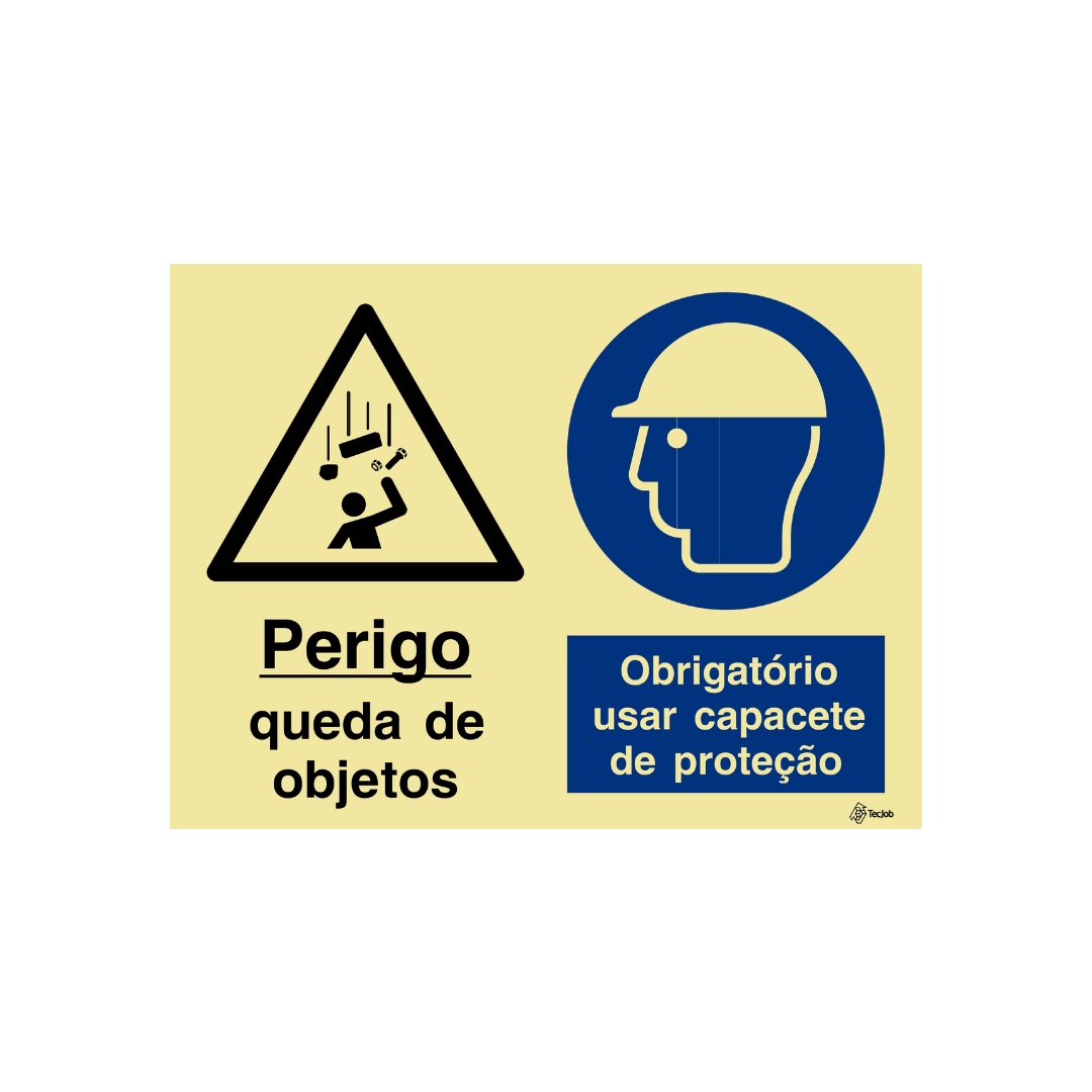 Sinalética Perigo Queda de Objetos/Obrigatório Usar Capacete de Proteção – OB0338