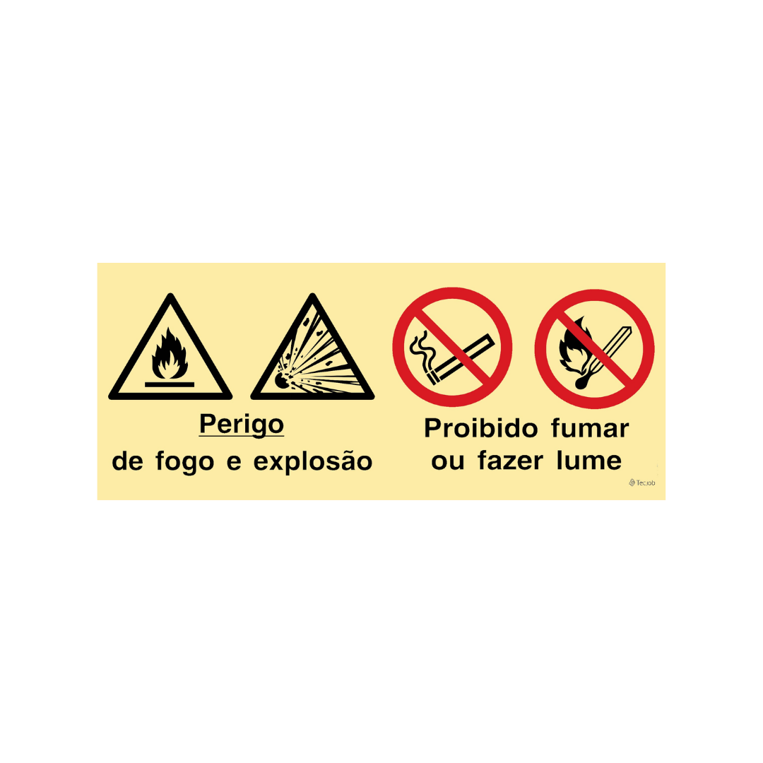 Sinalética Perigo de Fogo e Explosão/Proibido Fumar ou Fazer Lume – OB0460