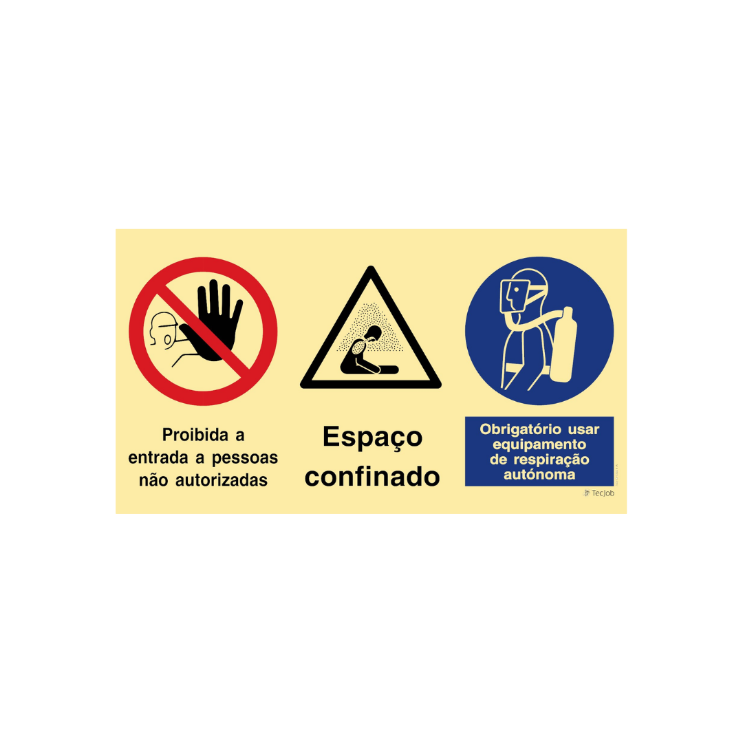 Sinalética Proibida a Entrada a Pessoas Não Autorizadas/Espaço Confinado/Uso Obrigatório de Equipamento de Respiração Autónoma – OB0402