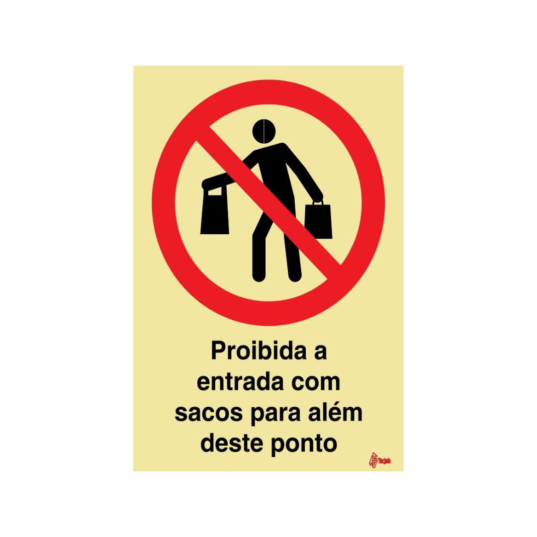 Sinalética Proibida a Entrada com Sacos Para Além deste Ponto – PR0094