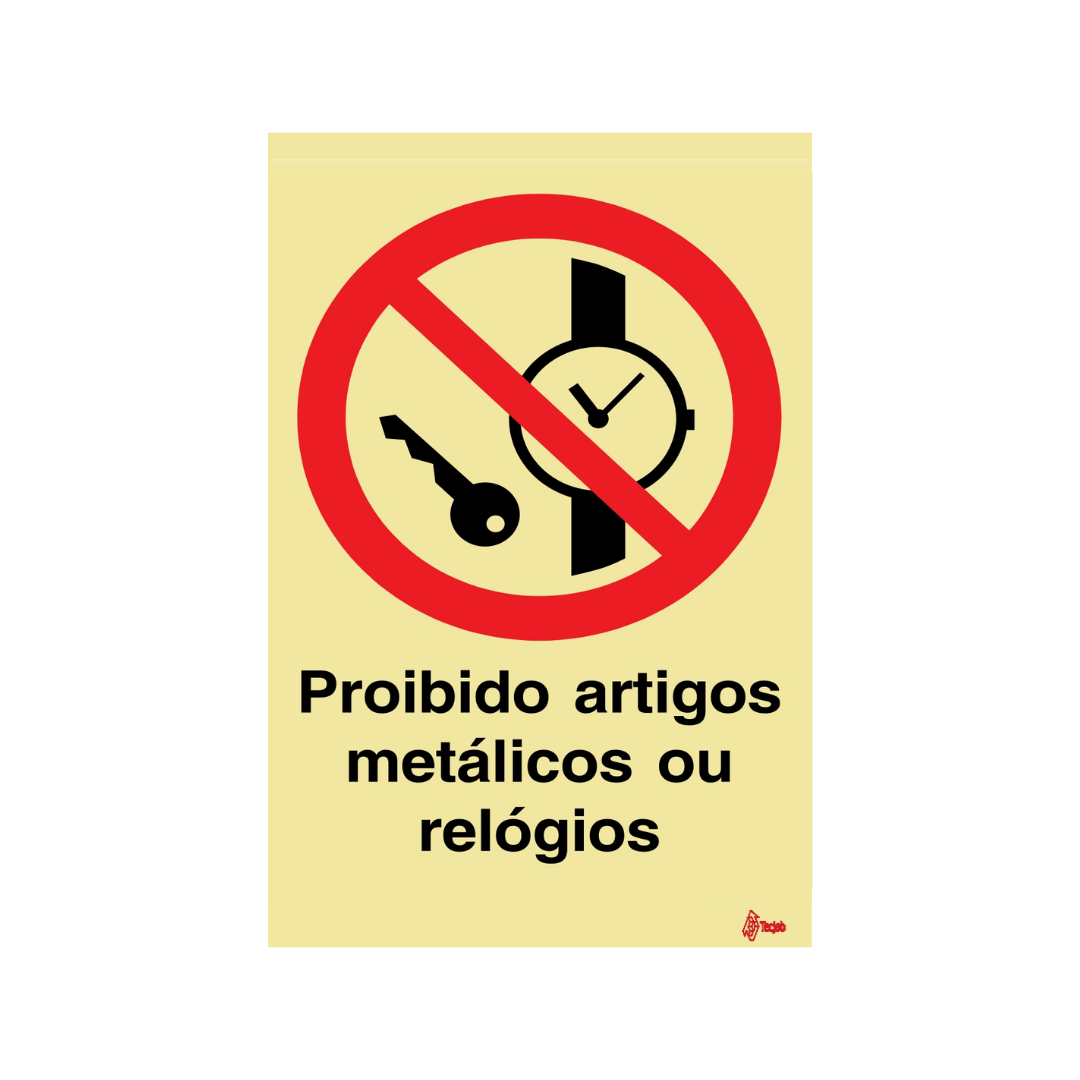 Sinalética Proibido Artigos Metálicos ou Relógios – PR0319
