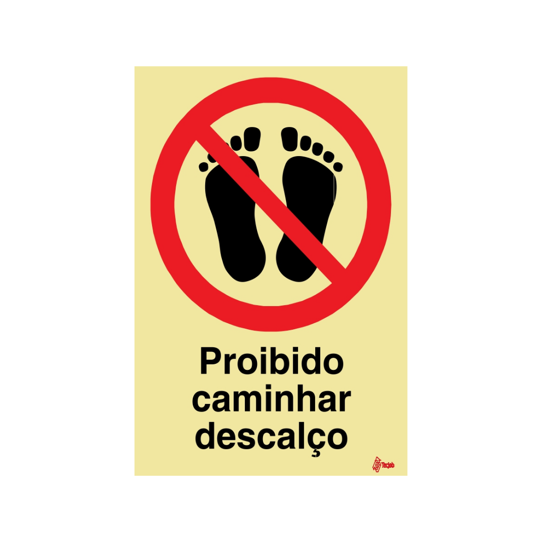 Sinalética Proibido Caminhar Descalço – PR0142