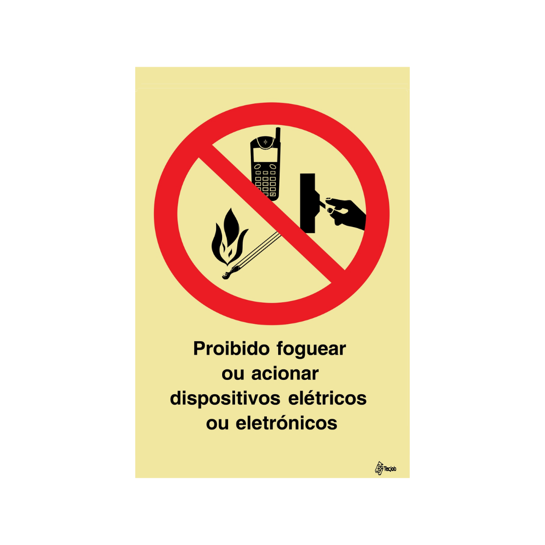 Sinalética Proibido Foguear ou Acionar Dispositivos Elétricos ou Eletrónicos – PR0253