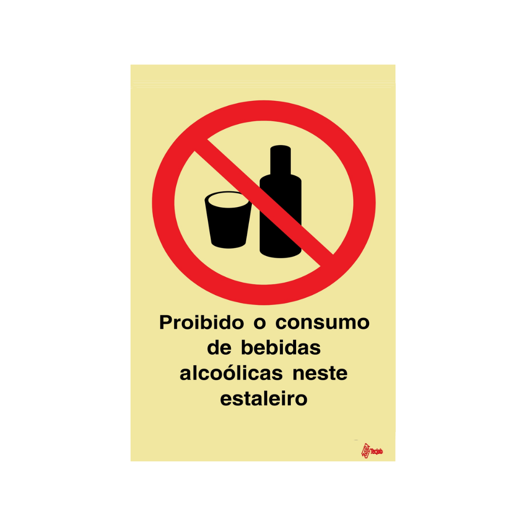 Sinalética Proibido o Consumo de Bebidas Alcoólicas neste Estaleiro – PR0301