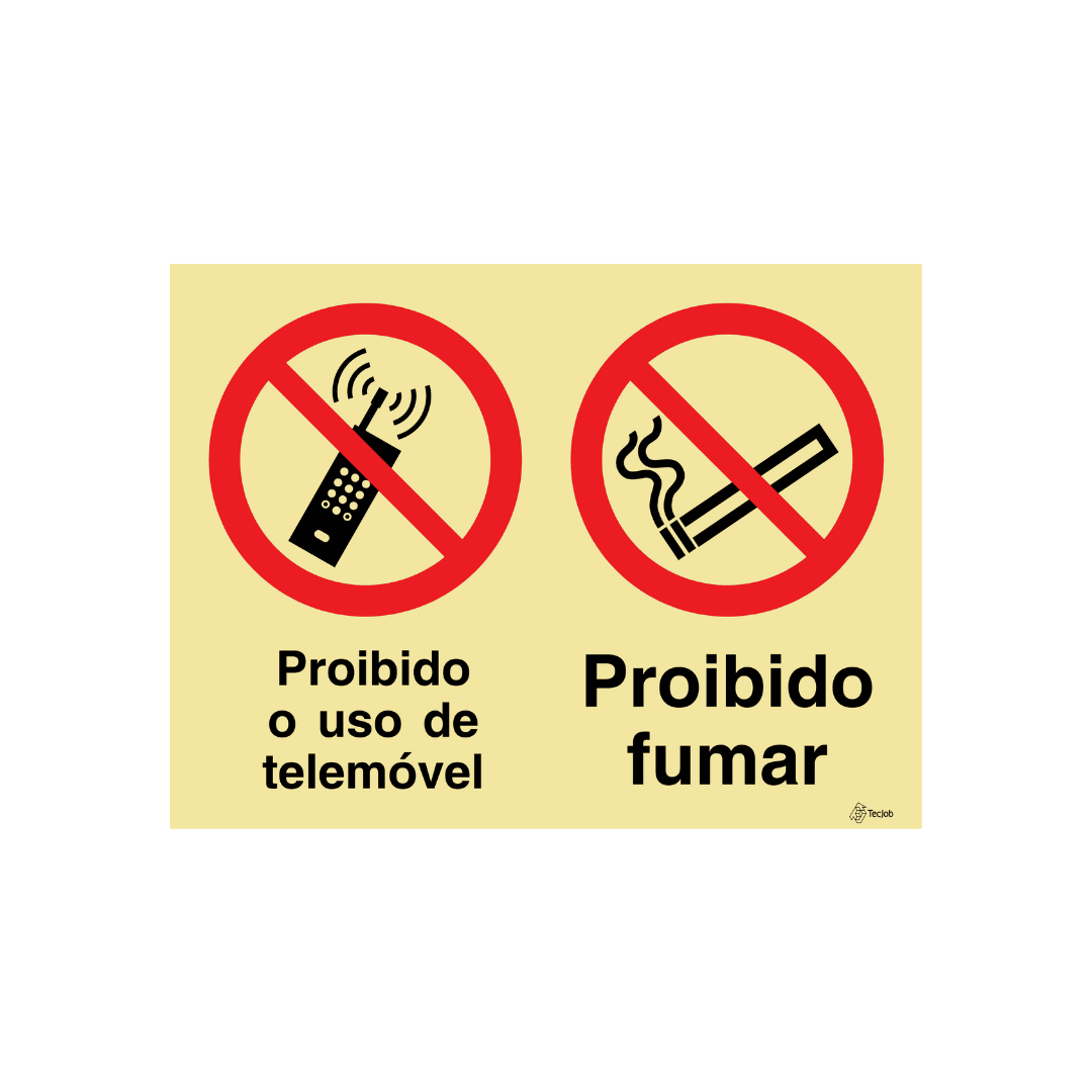 Sinalética Proibido o Uso de Telemóvel e Proibido Fumar – OB0321