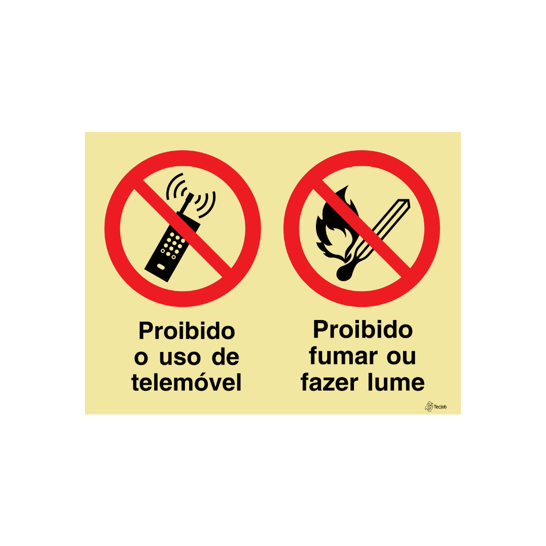 Sinalética Proibido o Uso de Telemóvel e Proibido Fumar ou Fazer Lume – OB0320