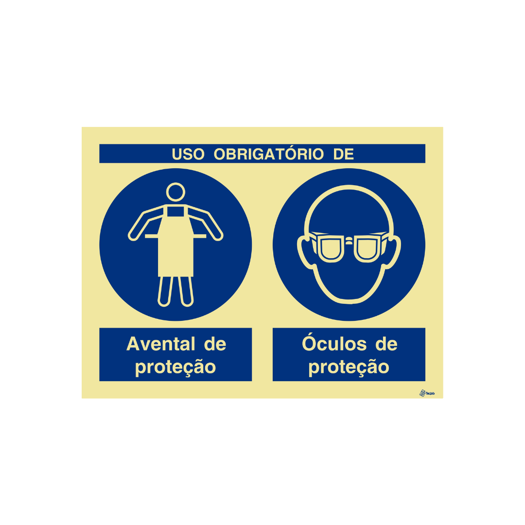 Sinalética Uso Obrigatório de Avental e Óculos de Proteção – OB0302