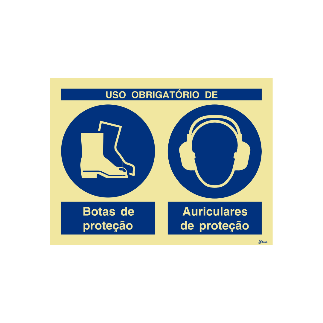 Sinalética Uso Obrigatório de Botas e Auriculares de Proteção – OB0298