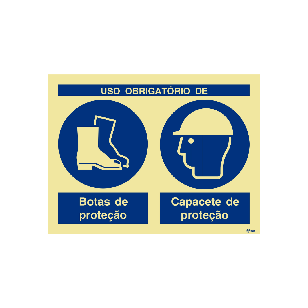 Sinalética Uso Obrigatório de Botas e Capacete de Proteção – OB0286