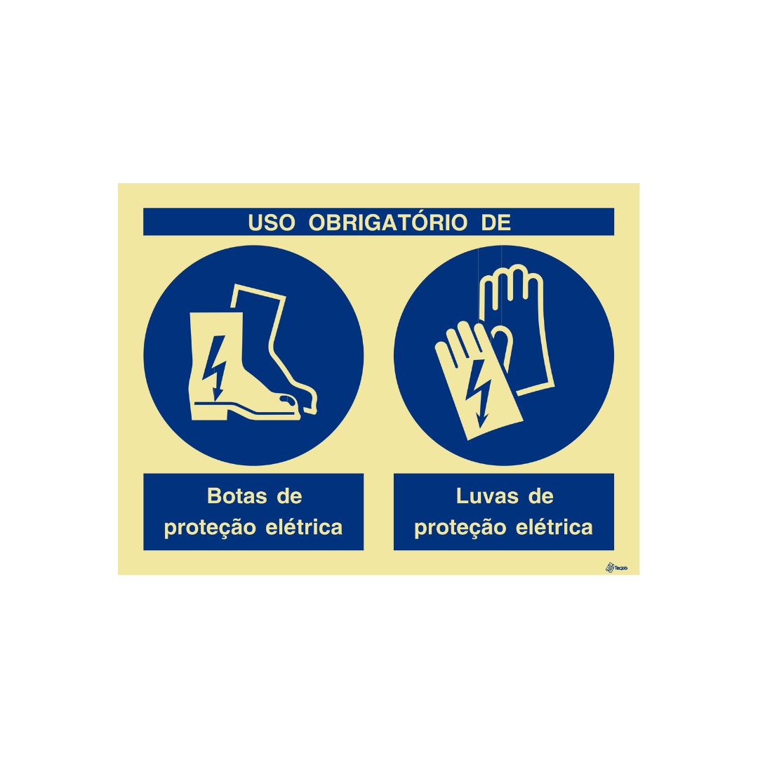 Sinalética Uso Obrigatório de Botas e Luvas de Proteção Elétrica – OB0284