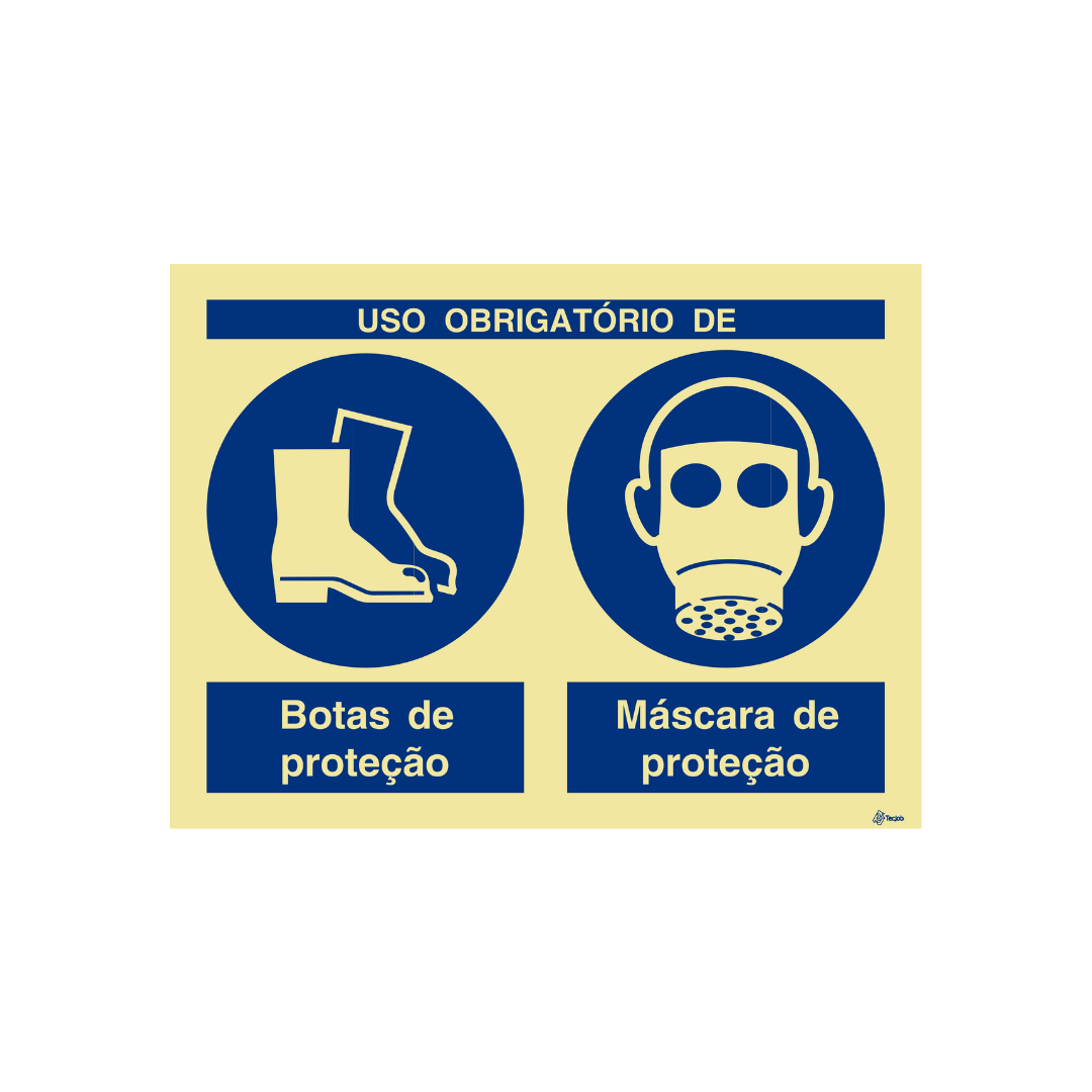 Sinalética Uso Obrigatório de Botas e Máscara de Proteção – OB0290